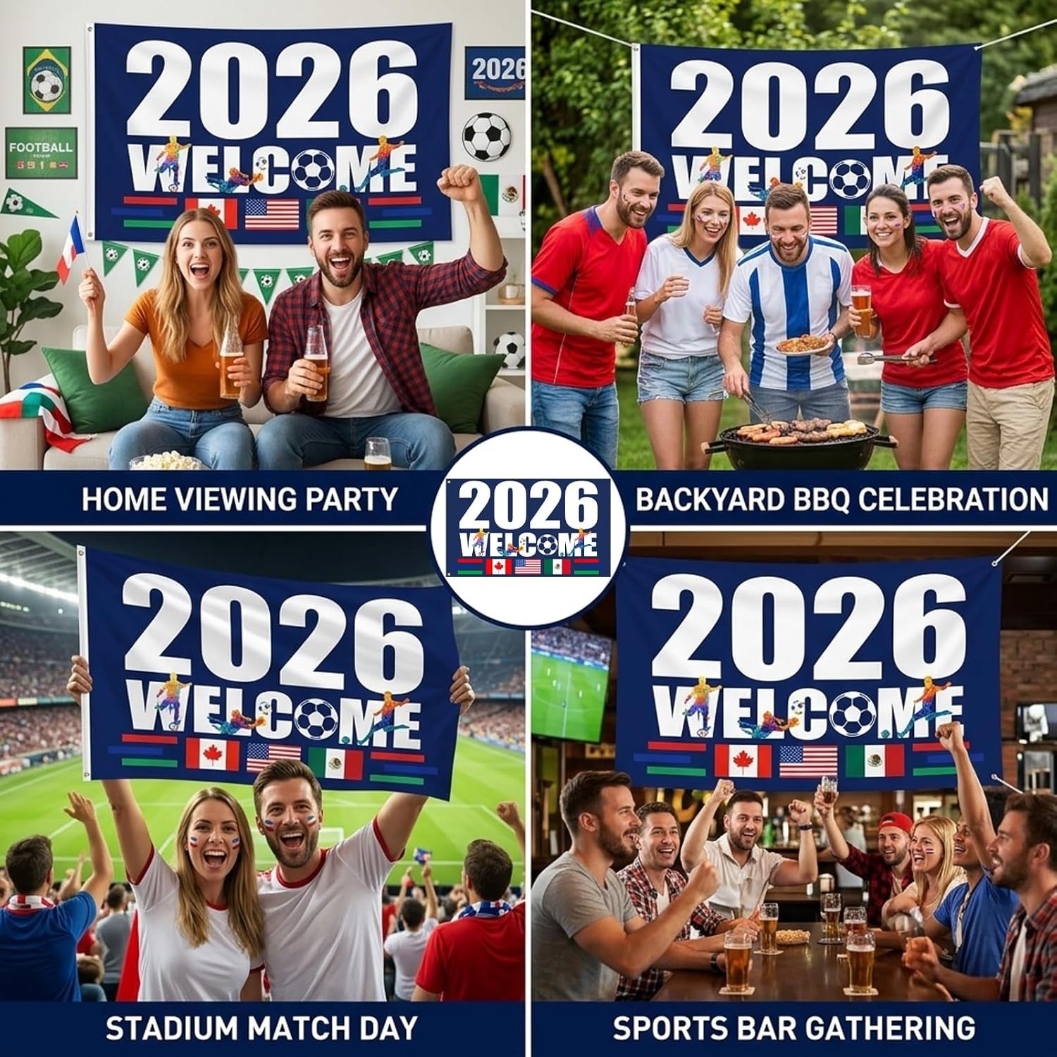 World Cup Flag, World Cup 2026 Merchandise, 5×3FT World Cup Flag 2026 with 2 Brass Grommets, World Cup Decorations Flag for Home, Wall, Garden, Yard Display, Football Games and Stadium Events