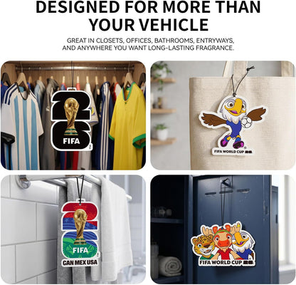FIFA World Cup 2026 Official 3 Pack Car Air Freshener with Mascot Design, Long Lasting Scent for Car & Home, World Cup 2026 Merchandise