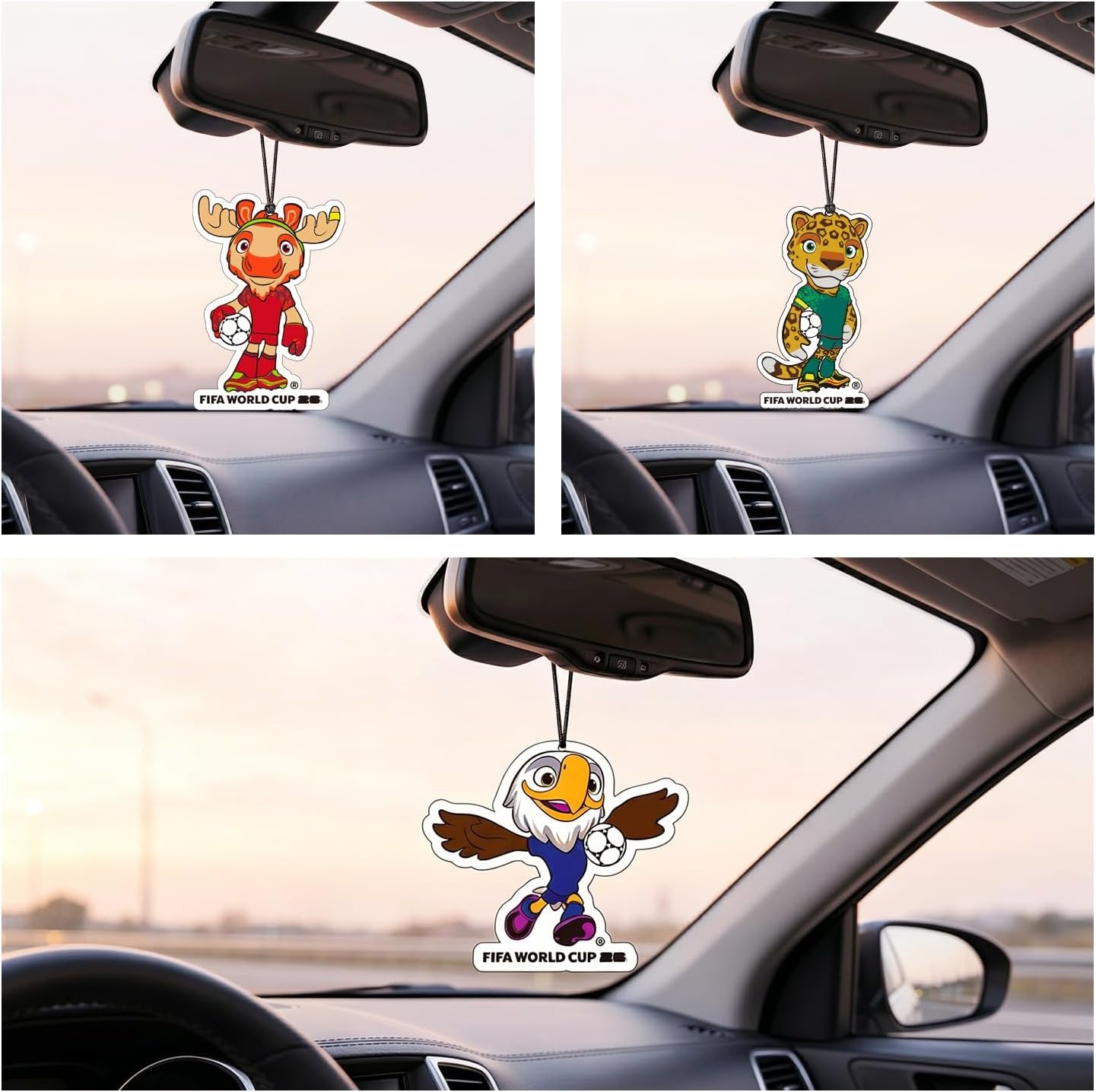 FIFA World Cup 2026 Official 3 Pack Car Air Freshener with Mascot Design, Long Lasting Scent for Car & Home, World Cup 2026 Merchandise