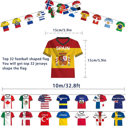 2026 World Soccer Jersey Flag Bunting Banner 50 Countries String Flags Garland Merchandise World Tournament for Sports Themed Party Decorations