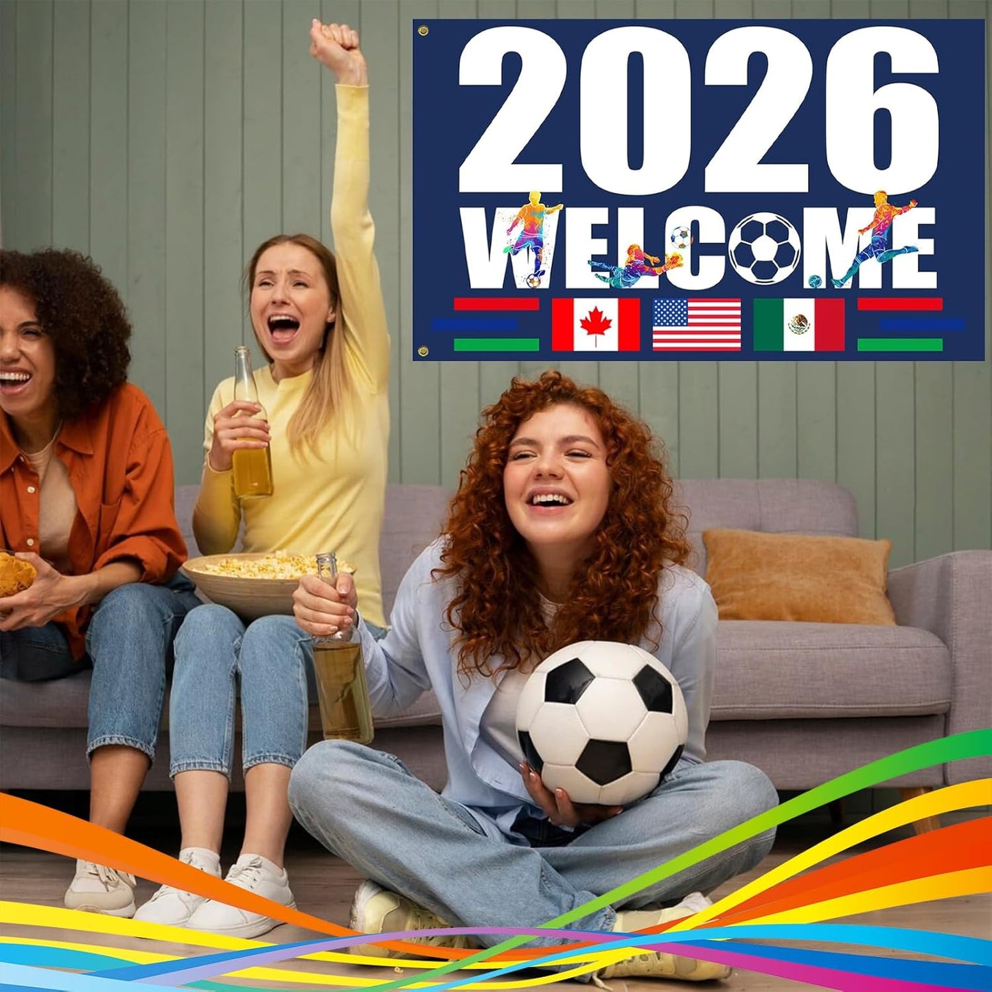 World Cup Flag, World Cup 2026 Merchandise, 5×3FT World Cup Flag 2026 with 2 Brass Grommets, World Cup Decorations Flag for Home, Wall, Garden, Yard Display, Football Games and Stadium Events