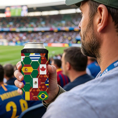 World Cup Can Cooler 2026 Soccer Football Merchandise, International Country Flags Accessories Decorations, 4-IN-1 Can Cooler Stainless Steel Tumbler Gifts for Soccer Fans