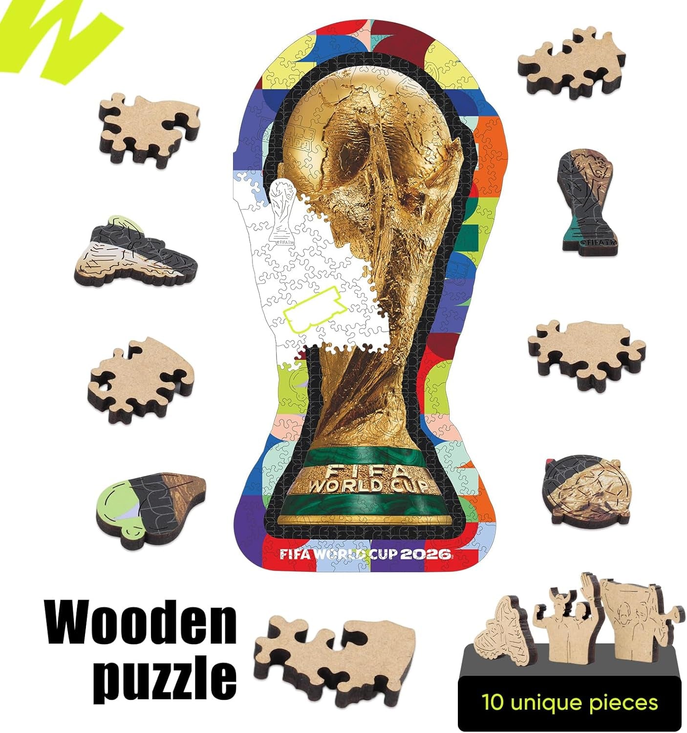 FIFA World Cup 2026 Trophy Wooden Puzzles - 5MM Thick Officially Licensed Poster Puzzles - Premium World Cup 2026 Merchandise, Memorabilia Gift for Football Fan, 200 Pcs Jigsaw Puzzle
