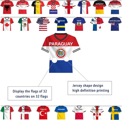 2026 World Soccer Jersey Flag Bunting Banner 50 Countries String Flags Garland Merchandise World Tournament for Sports Themed Party Decorations