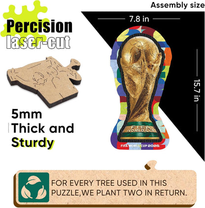 FIFA World Cup 2026 Trophy Wooden Puzzles - 5MM Thick Officially Licensed Poster Puzzles - Premium World Cup 2026 Merchandise, Memorabilia Gift for Football Fan, 200 Pcs Jigsaw Puzzle