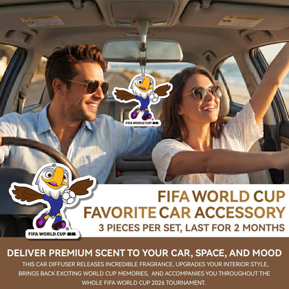 FIFA World Cup 2026 Official 3 Pack Car Air Freshener with Mascot Design, Long Lasting Scent for Car & Home, World Cup 2026 Merchandise