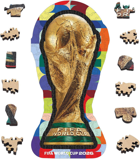 FIFA World Cup 2026 Trophy Wooden Puzzles - 5MM Thick Officially Licensed Poster Puzzles - Premium World Cup 2026 Merchandise, Memorabilia Gift for Football Fan, 200 Pcs Jigsaw Puzzle