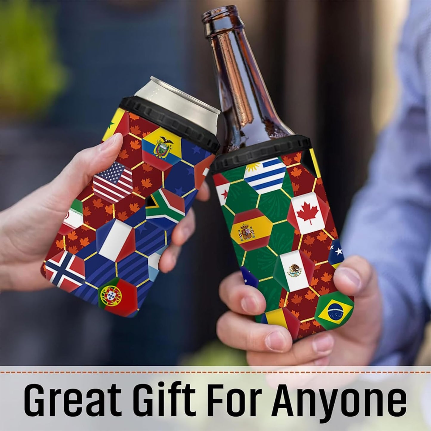 World Cup Can Cooler 2026 Soccer Football Merchandise, International Country Flags Accessories Decorations, 4-IN-1 Can Cooler Stainless Steel Tumbler Gifts for Soccer Fans
