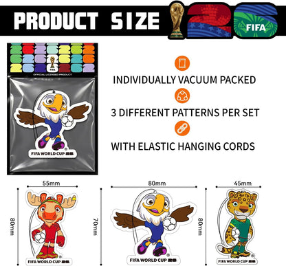 FIFA World Cup 2026 Official 3 Pack Car Air Freshener with Mascot Design, Long Lasting Scent for Car & Home, World Cup 2026 Merchandise