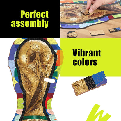 FIFA World Cup 2026 Trophy Wooden Puzzles - 5MM Thick Officially Licensed Poster Puzzles - Premium World Cup 2026 Merchandise, Memorabilia Gift for Football Fan, 200 Pcs Jigsaw Puzzle