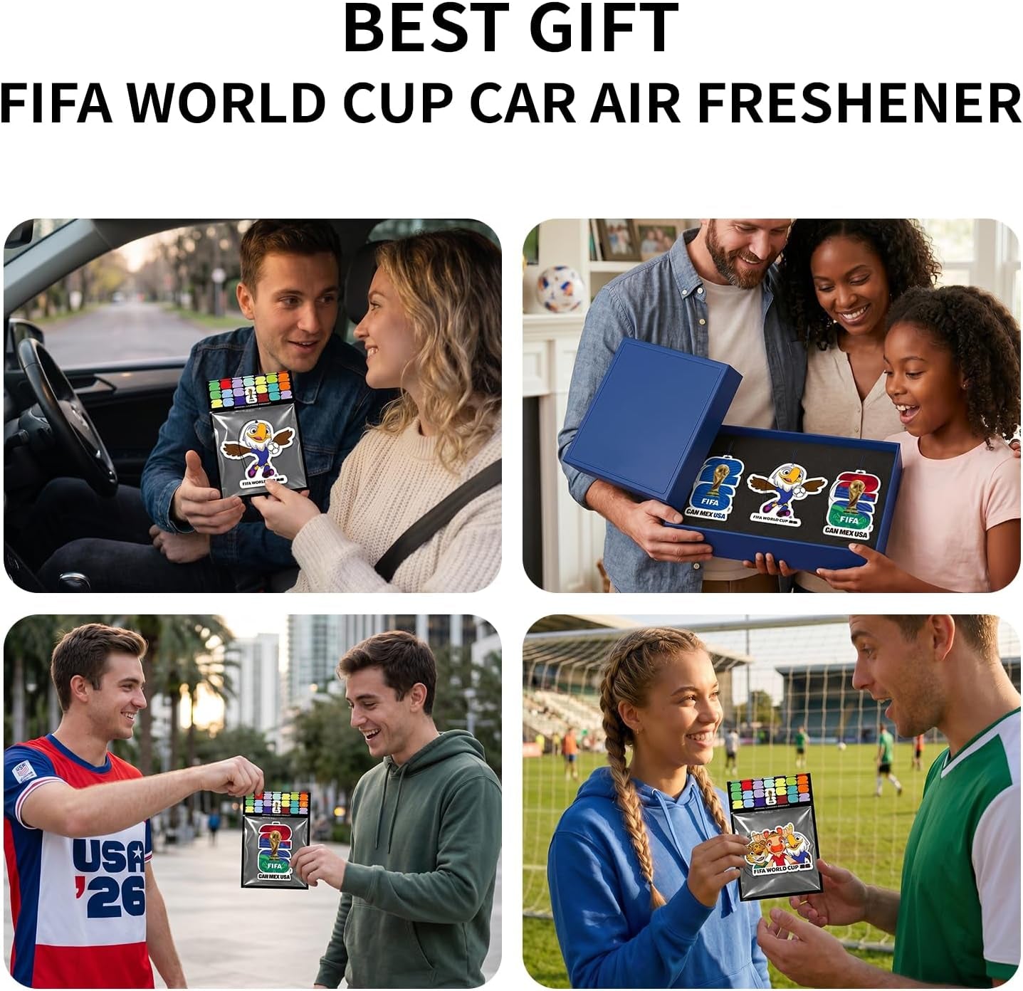 FIFA World Cup 2026 Official 3 Pack Car Air Freshener with Mascot Design, Long Lasting Scent for Car & Home, World Cup 2026 Merchandise