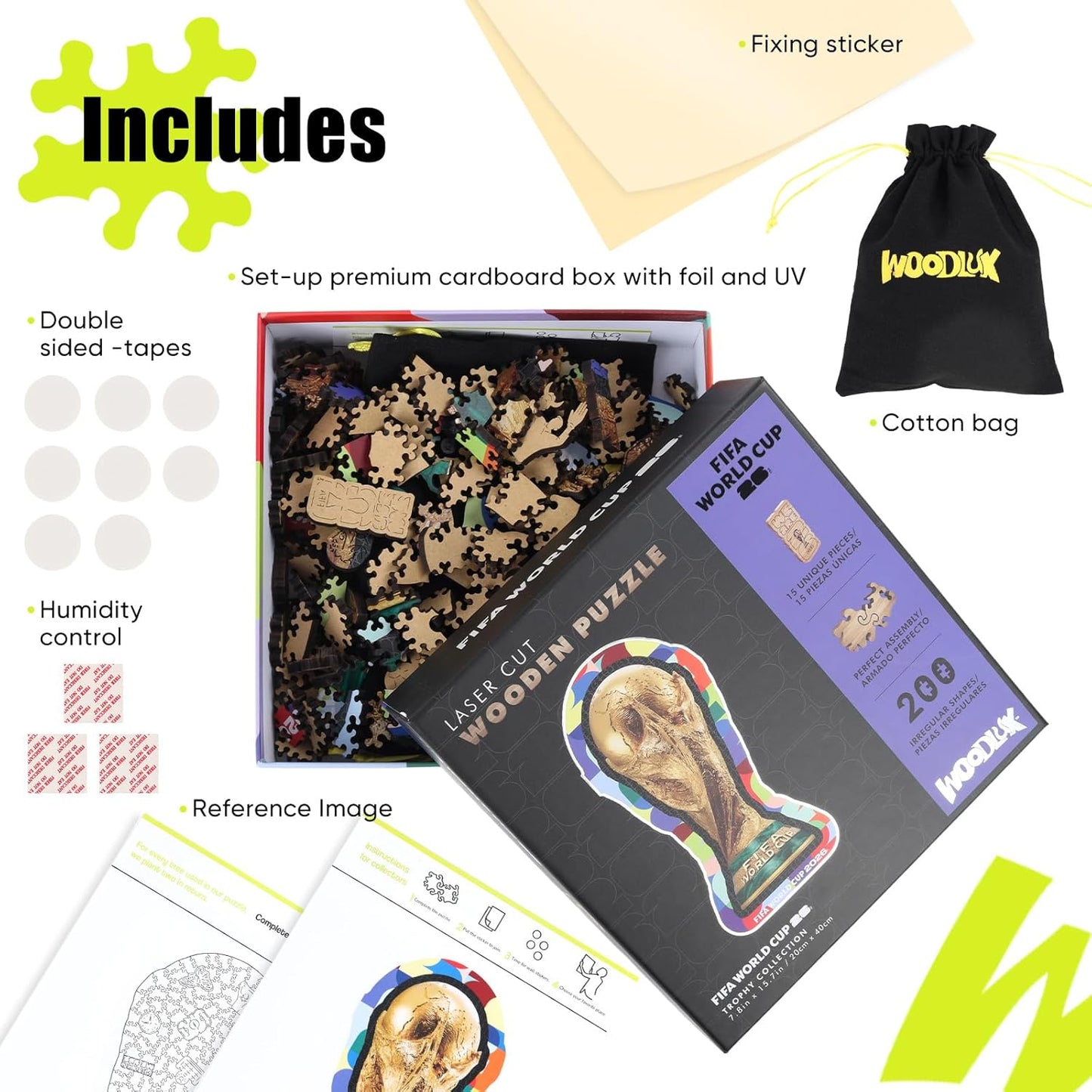 FIFA World Cup 2026 Trophy Wooden Puzzles - 5MM Thick Officially Licensed Poster Puzzles - Premium World Cup 2026 Merchandise, Memorabilia Gift for Football Fan, 200 Pcs Jigsaw Puzzle