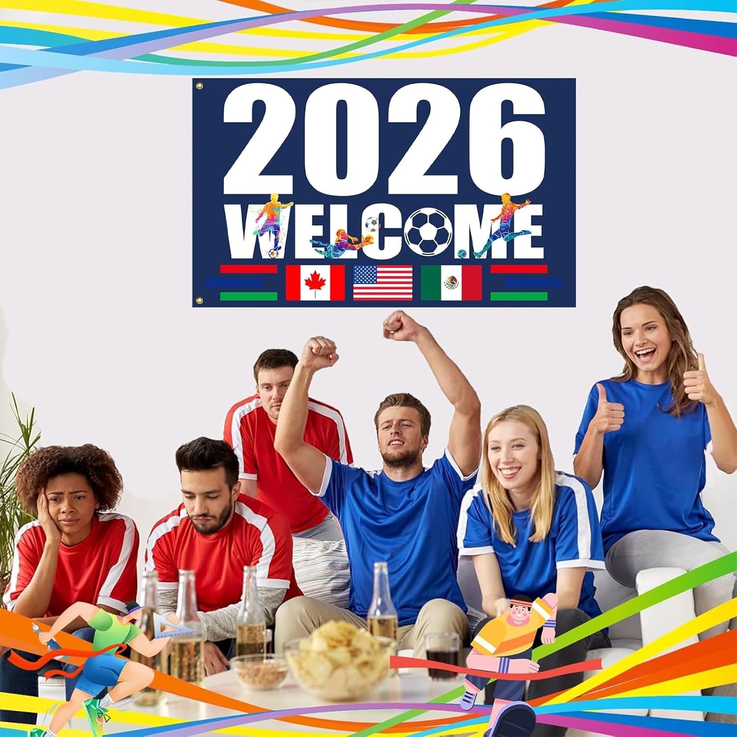 World Cup Flag, World Cup 2026 Merchandise, 5×3FT World Cup Flag 2026 with 2 Brass Grommets, World Cup Decorations Flag for Home, Wall, Garden, Yard Display, Football Games and Stadium Events