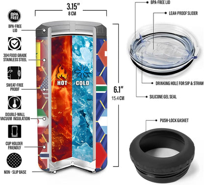 World Cup Can Cooler 2026 Soccer Football Merchandise, International Country Flags Accessories Decorations, 4-IN-1 Can Cooler Stainless Steel Tumbler Gifts for Soccer Fans