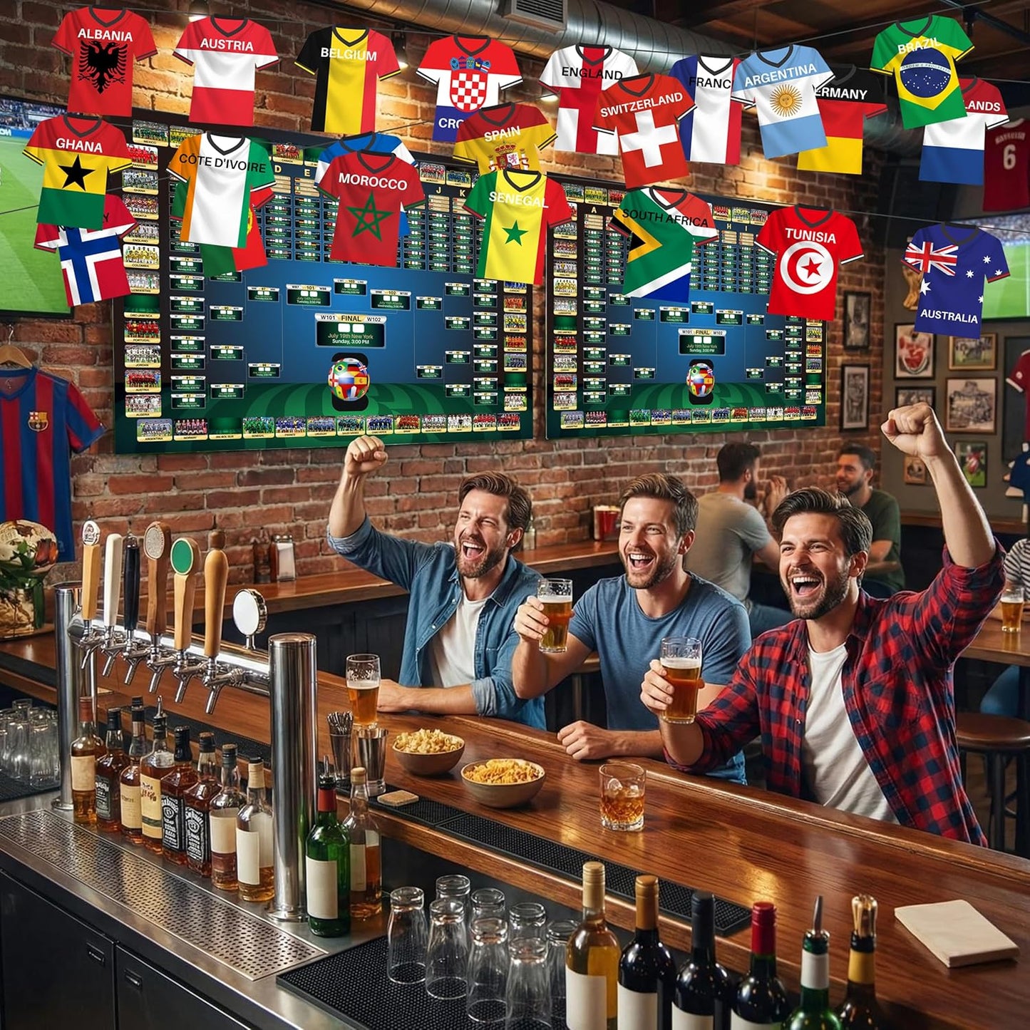 2026 World Soccer Jersey Flag Bunting Banner 50 Countries String Flags Garland Merchandise World Tournament for Sports Themed Party Decorations